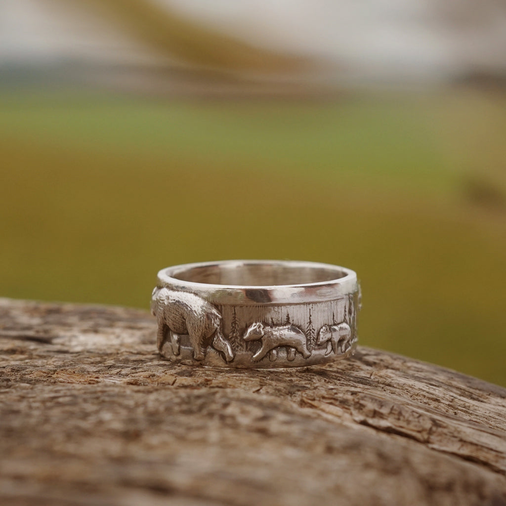 Sterling silver deals bear ring