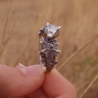 Wolf & Butterfly Ring