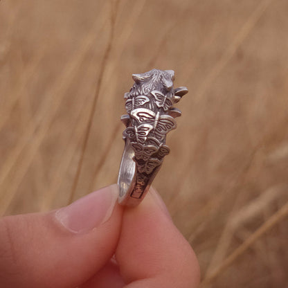 Wolf & Butterfly Ring