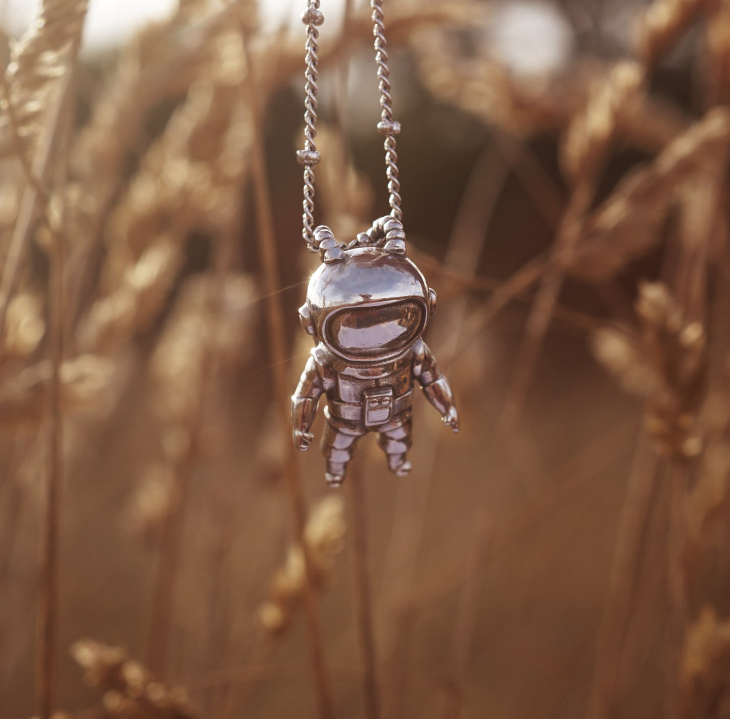 Silver Astronaut Mens Necklace Silver Pendant Necklace for 